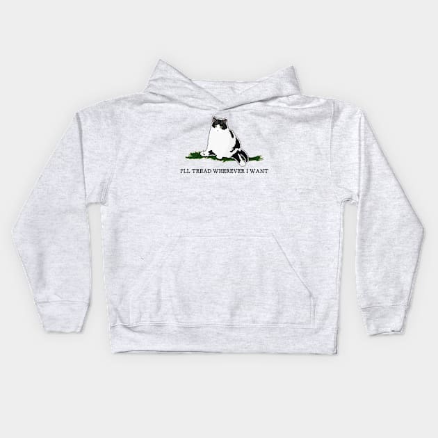 I'll Tread Wherever I Want Kids Hoodie by Poorly Made Cat Memes